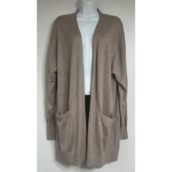 Members Mark Sweater Women’s Size XL Cashmere Blend Open Cardigan Beige - Picture 1 of 9